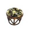 International Caravan Rattan Ottoman With Outdoor Fabric Cushion In Brown