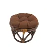 International Caravan Rattan Ottoman With Outdoor Fabric Cushion In Brown