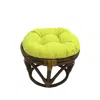 International Caravan Rattan Ottoman With Outdoor Fabric Cushion In Green