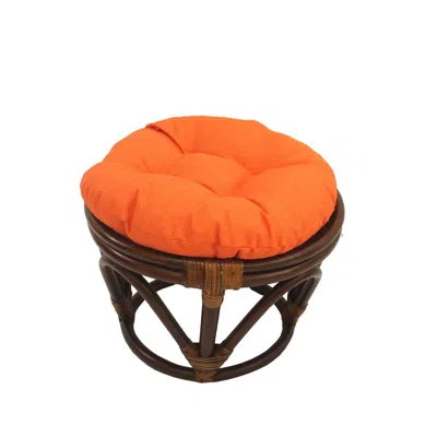 International Caravan Rattan Ottoman With Outdoor Fabric Cushion