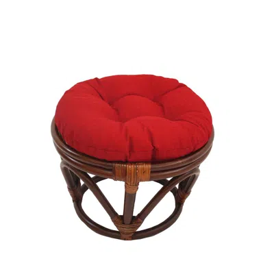 International Caravan Rattan Ottoman With Outdoor Fabric Cushion