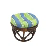 International Caravan Rattan Ottoman With Outdoor Fabric Cushion In Multi