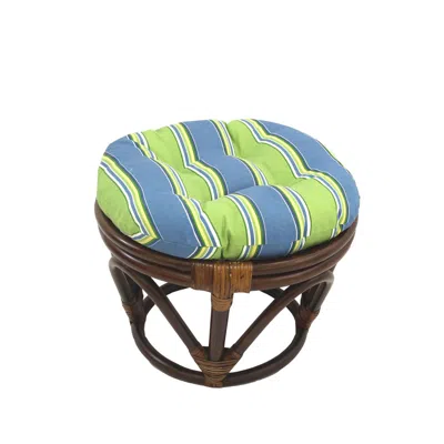 International Caravan Rattan Ottoman With Outdoor Fabric Cushion