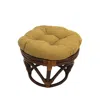 International Caravan Rattan Ottoman With Outdoor Fabric Cushion In Brown