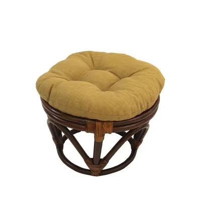 International Caravan Rattan Ottoman With Outdoor Fabric Cushion
