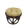 International Caravan Rattan Ottoman With Outdoor Fabric Cushion In Multi