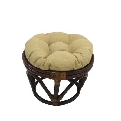 International Caravan Rattan Ottoman With Outdoor Fabric Cushion