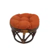 International Caravan Rattan Ottoman With Outdoor Fabric Cushion In Orange