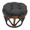 International Caravan Rattan Ottoman With Outdoor Fabric Cushion, Cool Grey In Gray