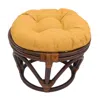 International Caravan Rattan Ottoman With Outdoor Fabric Cushion, Lemon In Yellow
