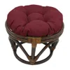International Caravan Rattan Ottoman With Outdoor Fabric Cushion, Merlot In Red