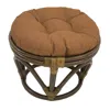 International Caravan Rattan Ottoman With Outdoor Fabric Cushion, Mocha In Brown