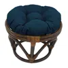 International Caravan Rattan Ottoman With Outdoor Fabric Cushion, Sea Blue