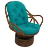International Caravan Rattan Swivel Rocker With Outdoor Fabric Cushion, Aqua Blue In Blue