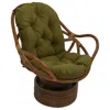 International Caravan Rattan Swivel Rocker With Outdoor Fabric Cushion, Avocado In Green