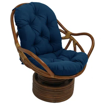 International Caravan Rattan Swivel Rocker With Outdoor Fabric Cushion, Azul In Blue