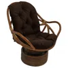 International Caravan Rattan Swivel Rocker With Outdoor Fabric Cushion, Cocoa In Brown