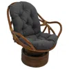 International Caravan Rattan Swivel Rocker With Outdoor Fabric Cushion, Cool Grey In Brown