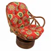 International Caravan Rattan Swivel Rocker With Outdoor Fabric Cushion, Farrington Terrace Granadine In Red
