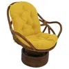 International Caravan Rattan Swivel Rocker With Outdoor Fabric Cushion, Lemon In Yellow