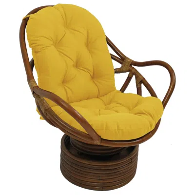 International Caravan Rattan Swivel Rocker With Outdoor Fabric Cushion, Lemon In Yellow