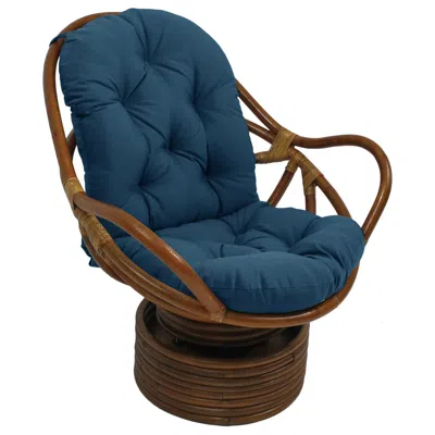 International Caravan Rattan Swivel Rocker With Outdoor Fabric Cushion, Sea Blue