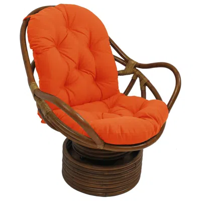 International Caravan Rattan Swivel Rocker With Outdoor Fabric Cushion, Tangerine Dream In Orange
