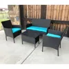 International Caravan Resin Wicker/steel Contemporary Settee Group With Cushions (set Of 4)