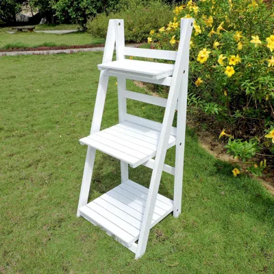 International Caravan Royal Fiji Acacia 3-tier Plant Stand In Burgundy