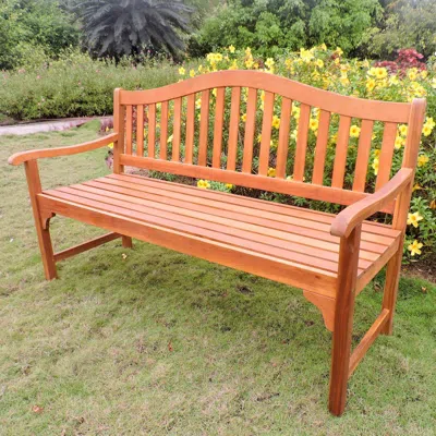 International Caravan Royal Fiji Acacia 59-inch Camel Back 3-seater Bench In Brown