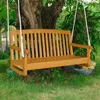International Caravan Royal Tahiti Curved Back Wood Two Seated Swing