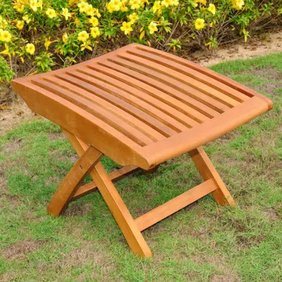 International Caravan Royal Tahiti Folding Wood Foot Rest In Brown