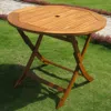 International Caravan Royal Tahiti Outdoor 36" Round Wood Folding Table In Brown