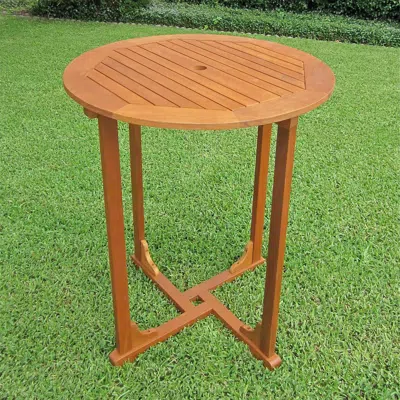 International Caravan Royal Tahiti Outdoor Wood Bar Height Round Table In Brown