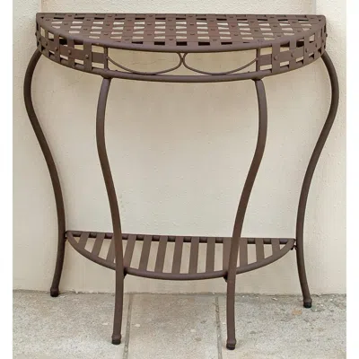 International Caravan Santa Fe Iron Nailhead 2-tier Half Moon Table In Brown