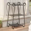 International Caravan Santa Fe Iron Nailhead 3-tier Plant/utility Shelf
