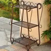 International Caravan Santa Fe Iron Nailhead 3-tier Plant/utility Shelf