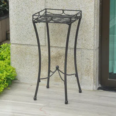 International Caravan Santa Fe Iron Nailhead Square Plant Stand