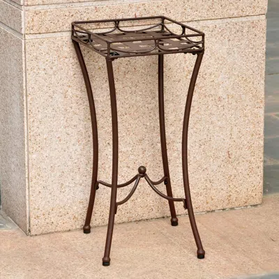 International Caravan Santa Fe Iron Nailhead Square Plant Stand