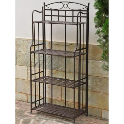 International Caravan Santa Fe Nailhead 4-tier Bakers Rack In Black