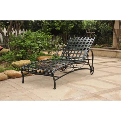 International Caravan Santa Fe Nailhead Single Multi Position Chaise Lounge In Burgundy