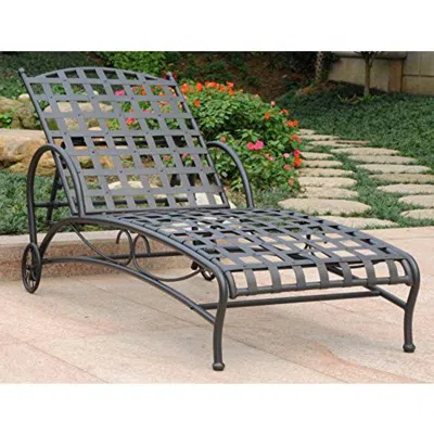 International Caravan Santa Fe Nailhead Single Multi Position Chaise Lounge In Blue