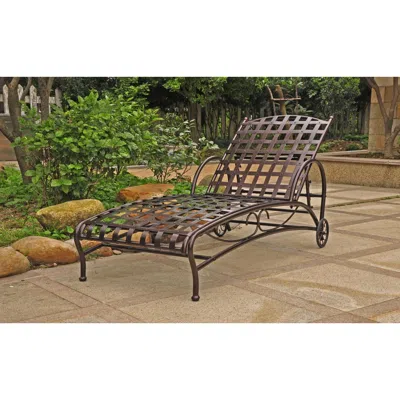 International Caravan Santa Fe Nailhead Single Multi Position Chaise Lounge In Brown