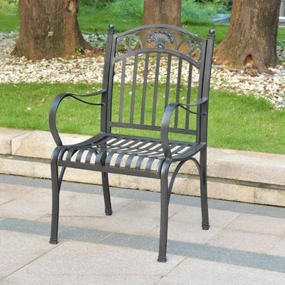 International Caravan Segovia Iron Arm Chair (set Of 2) In Black