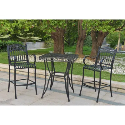 International Caravan Segovia Iron Set Of Three Bar Bistro Group In Black