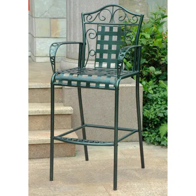 International Caravan Set Of 2 Mandalay Iron Bar Height Chair In Green