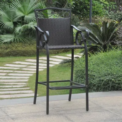 International Caravan Set Of 2 Valencia Resin Wicker/steel Bar Bistro Chairs