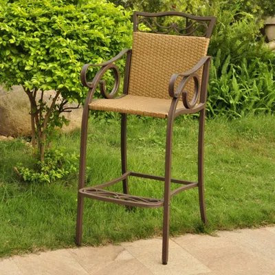 International Caravan Set Of 2 Valencia Resin Wicker/steel Bar Bistro Chairs In Black