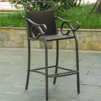 International Caravan Set Of 2 Valencia Resin Wicker/steel Bar Bistro Chairs In Black