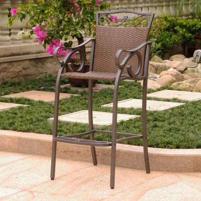 International Caravan Set Of 2 Valencia Resin Wicker/steel Bar Bistro Chairs In Black